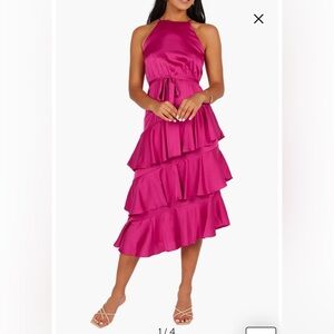 NWT- Petal & Pup Seychelle Asymmetric Tiered Dress, Orchid, size 4